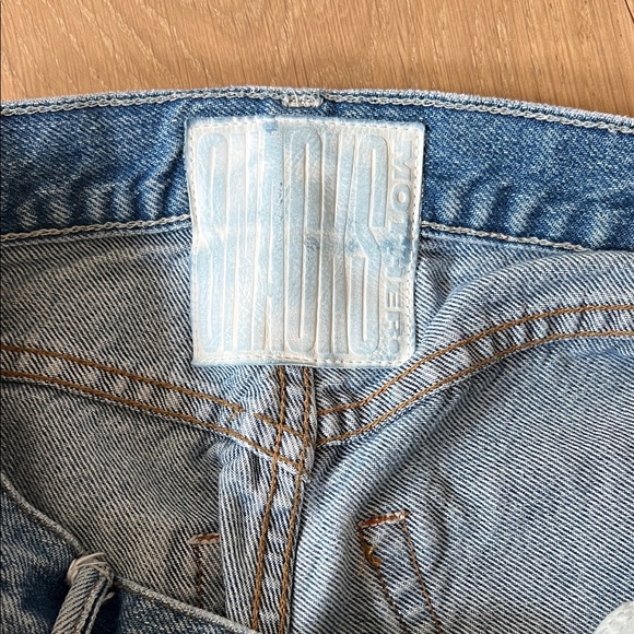 MOTHER Wide Leg Flared Jeans in Medium Blue Denim - Picture 4 of 6